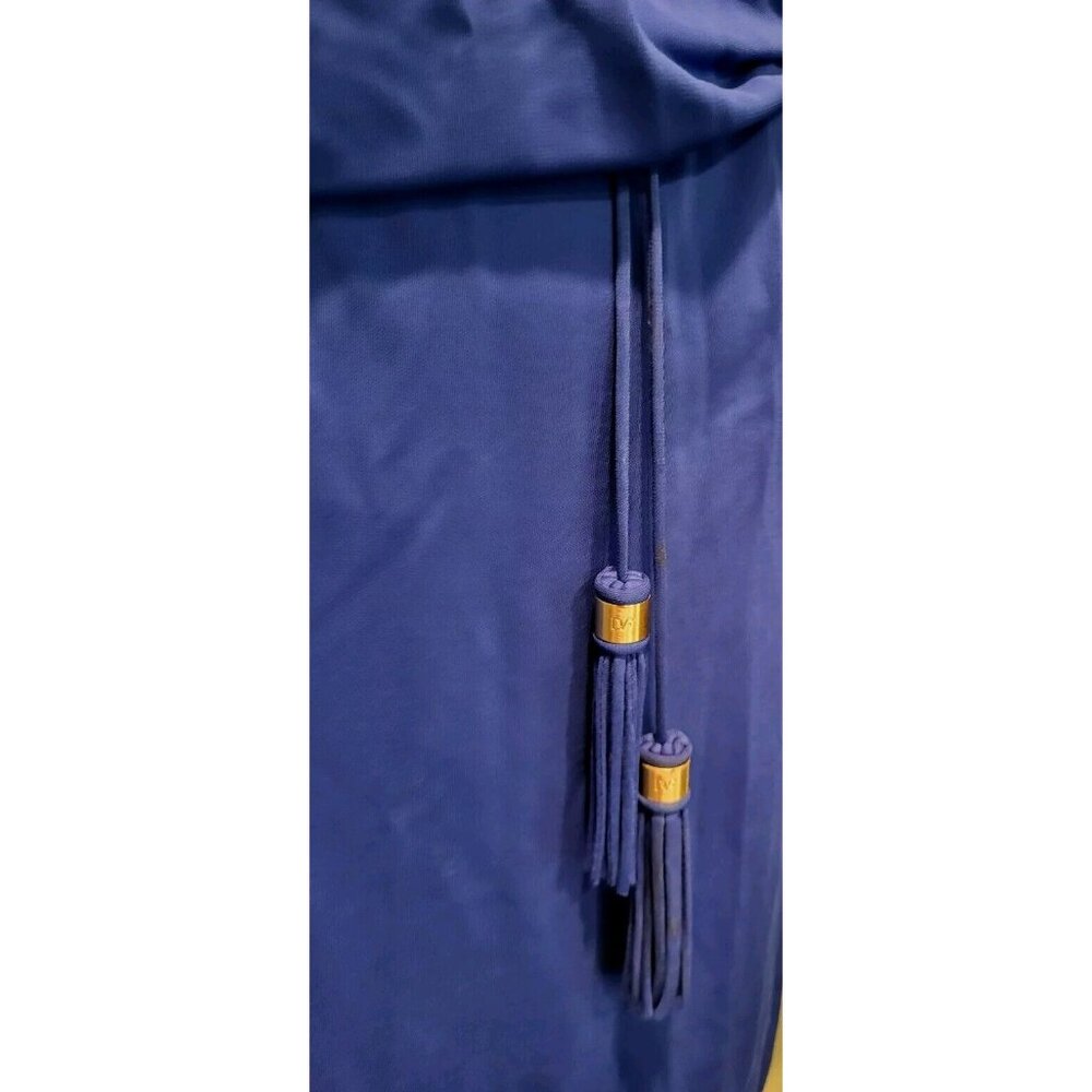 Diane Von Furstenberg Blue Long Sleeve 1/4 Button Tassel Belt Gyls Dress Sz 6 - Picture 3 of 10